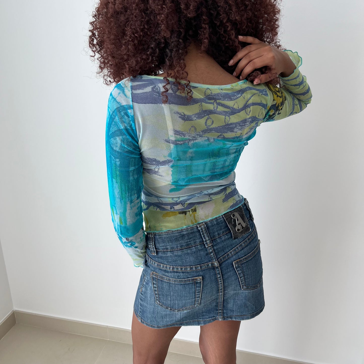 Mesh Long Sleeved Top - Size S