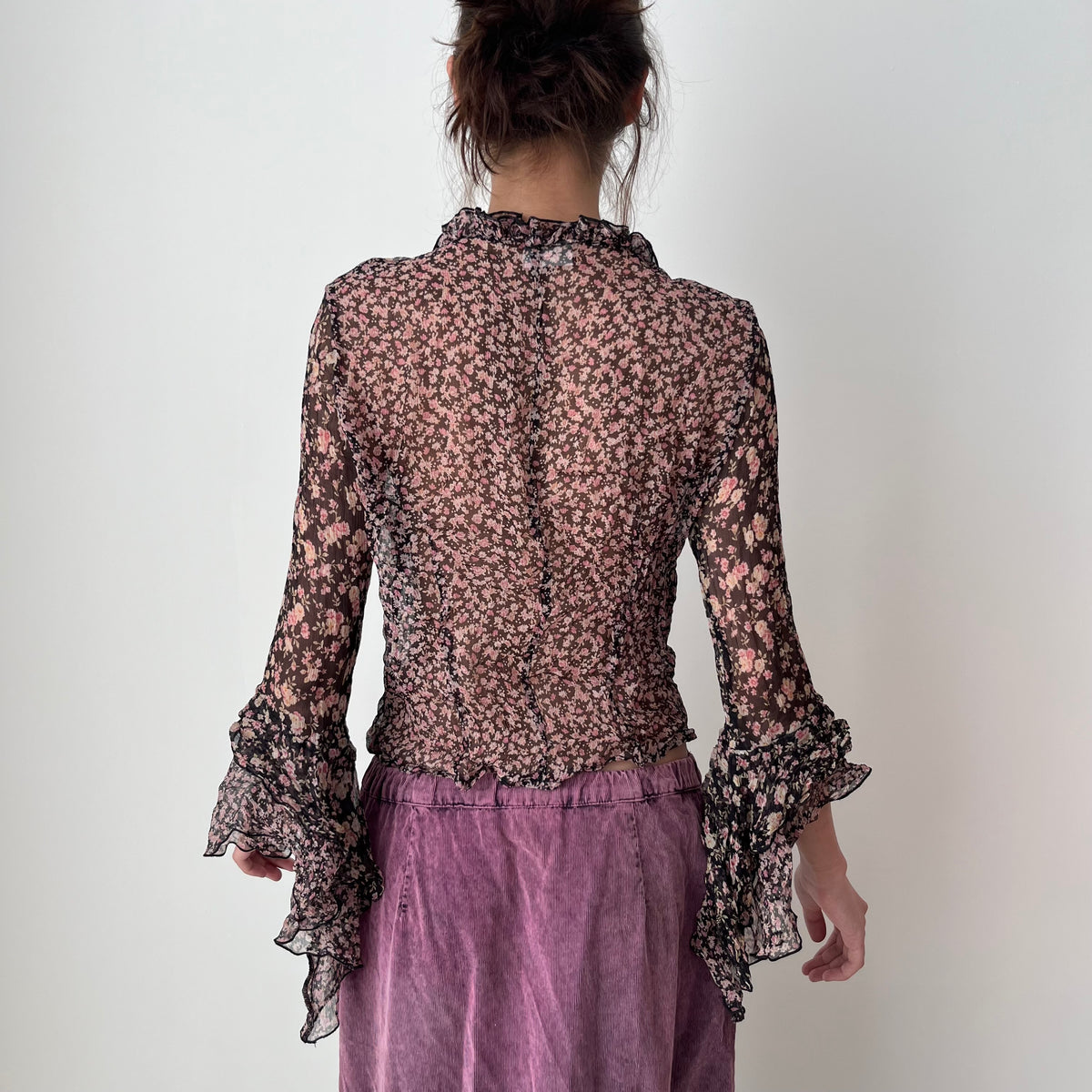 Mesh Ruffle Blouse - Size S