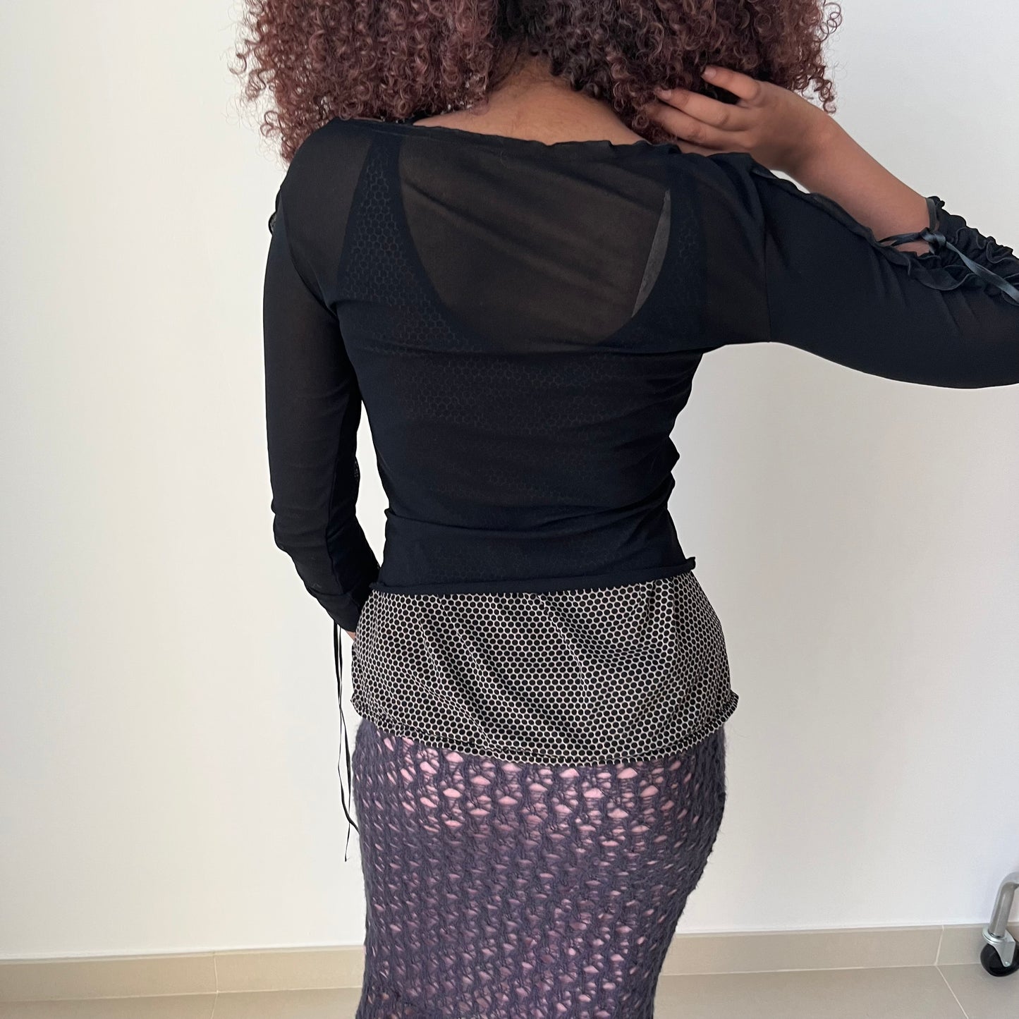 Off Shoulder Mesh Top - Size S