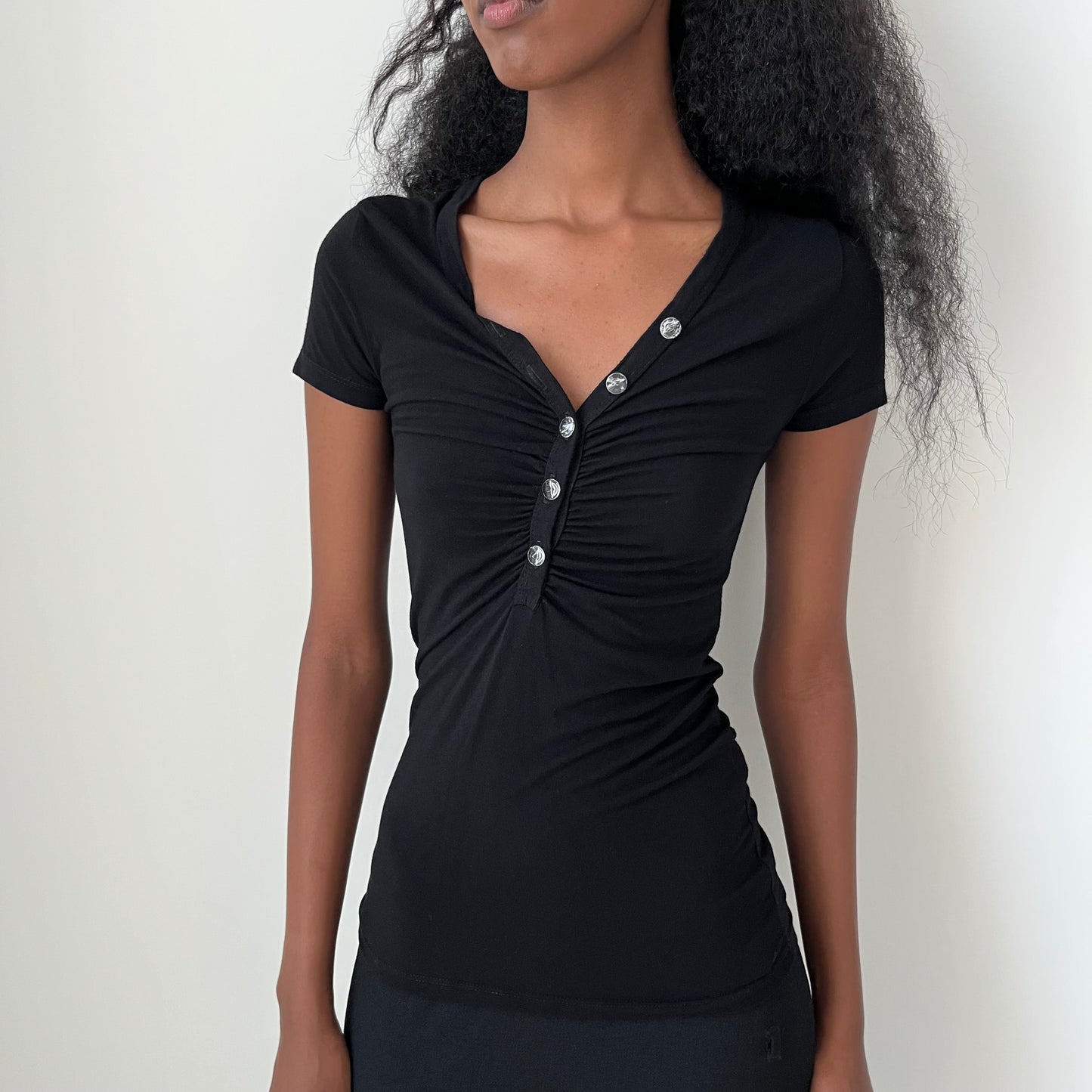 Short Sleeved Ruched Top - Size S