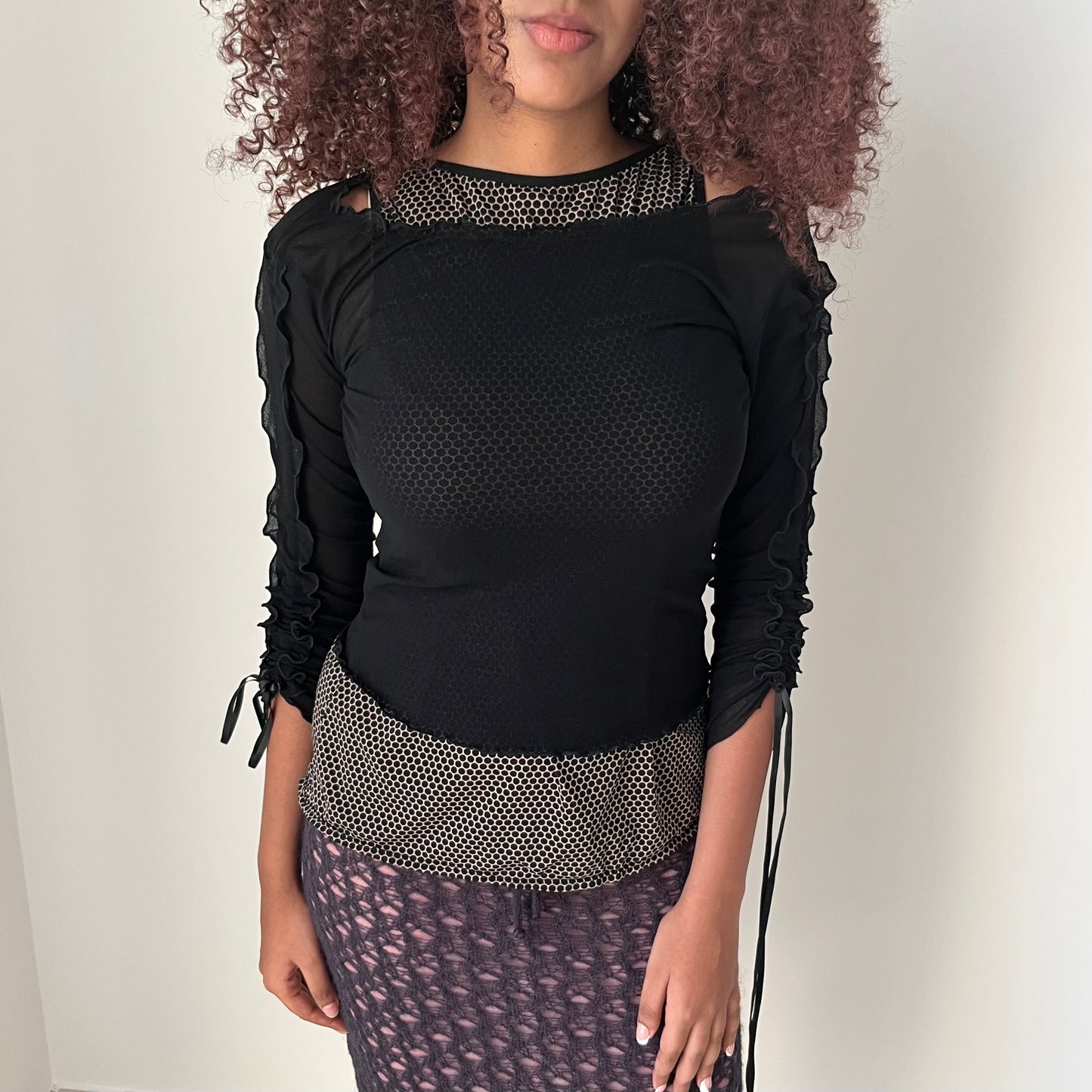 Off Shoulder Mesh Top - Size S