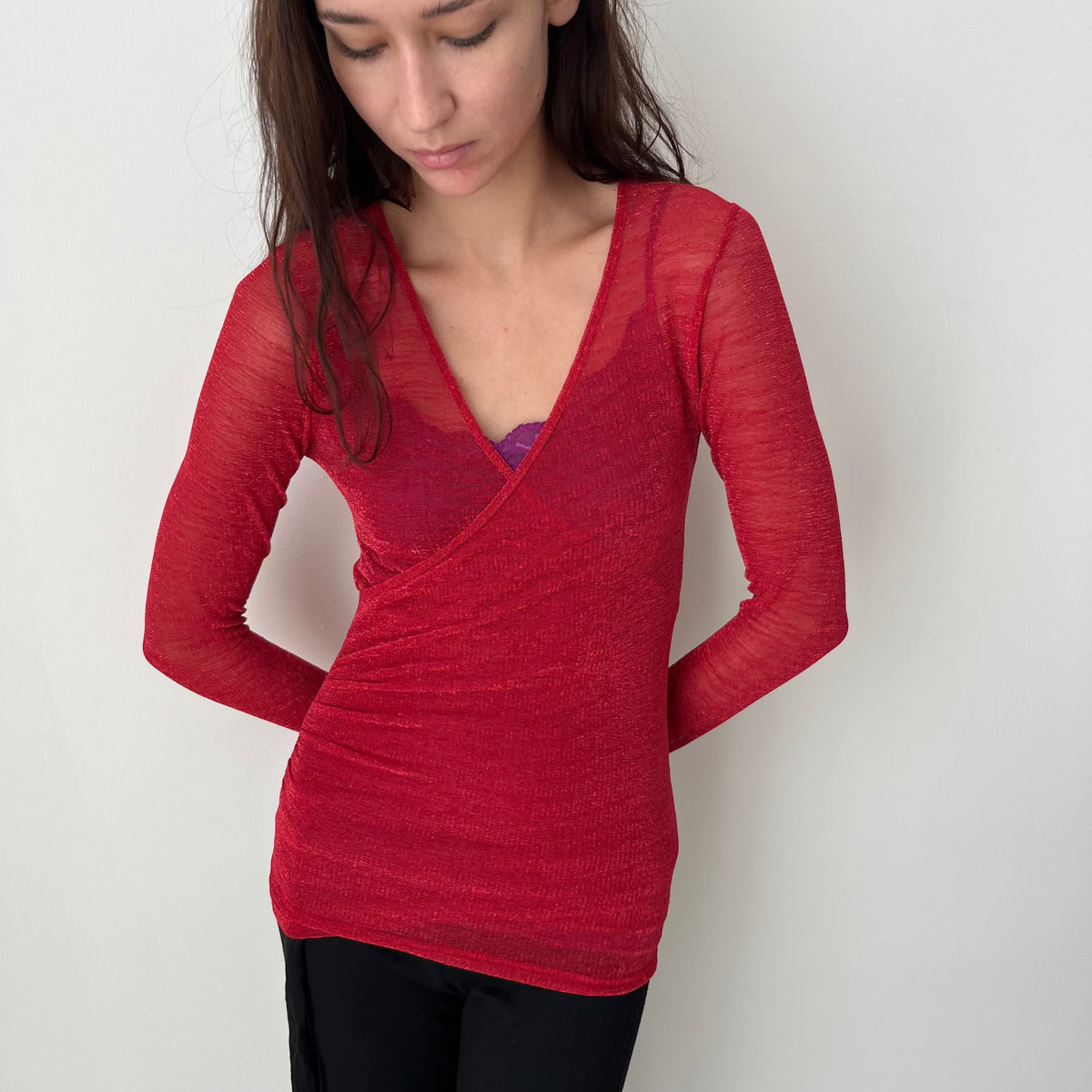 Sparkly Cross Over Top - Size S