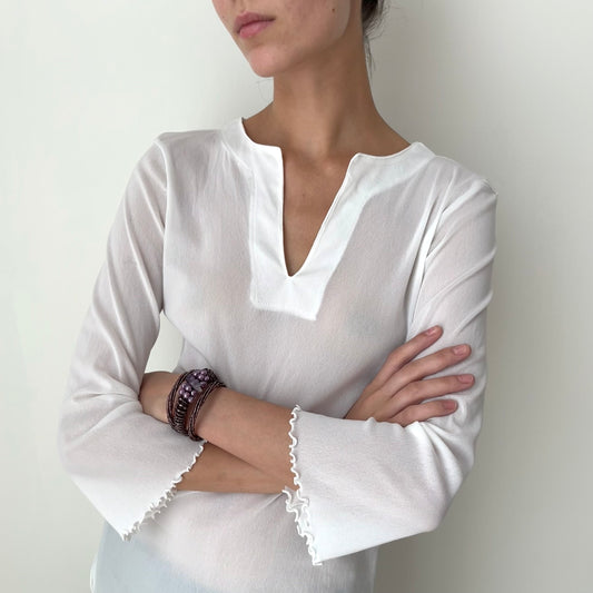 Three Quarter Sleeve Mesh Top - Size S