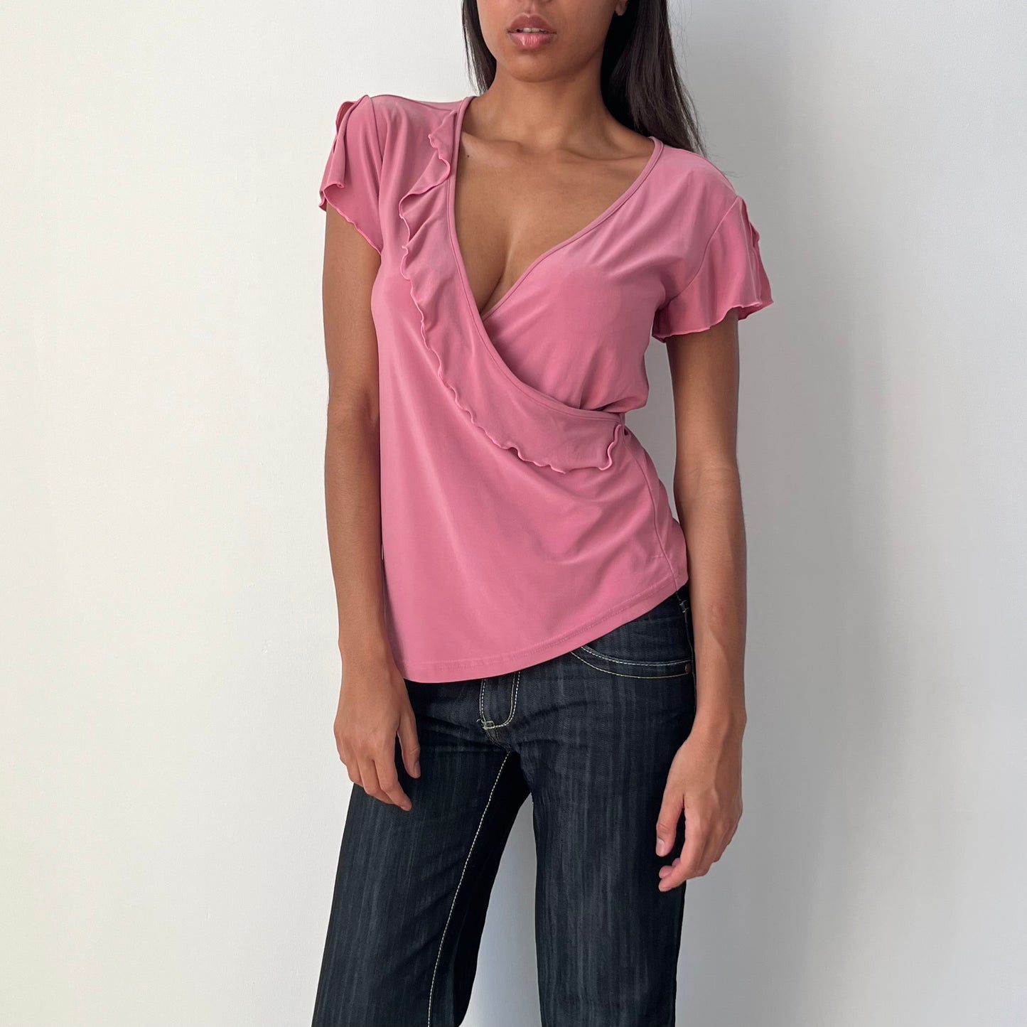Cross Over Short Sleeved Top - Size S/M