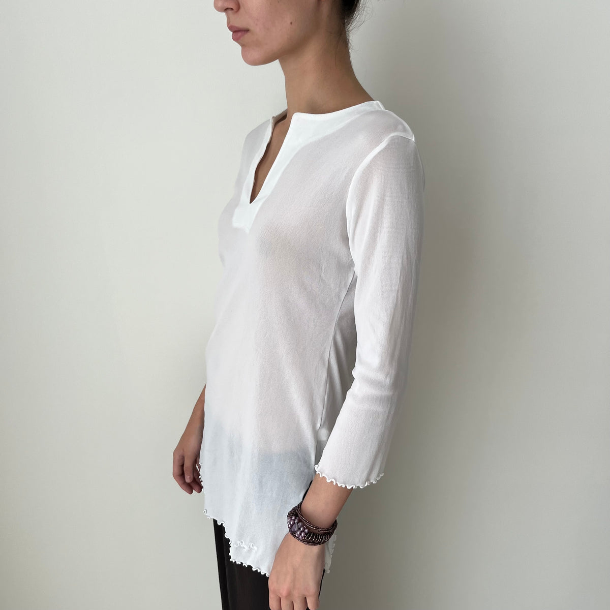 Three Quarter Sleeve Mesh Top - Size S