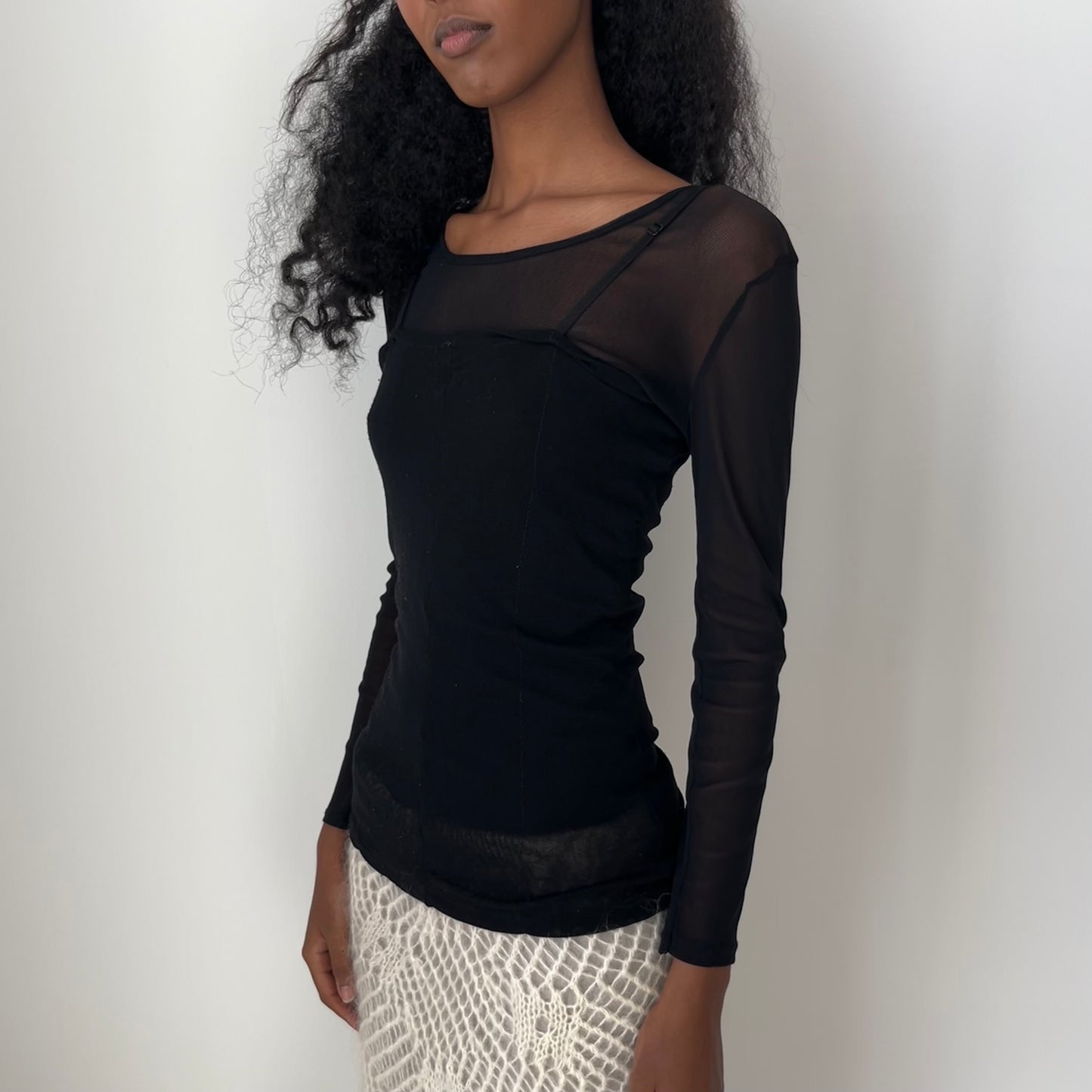 Long Sleeved Mesh Top - Size S