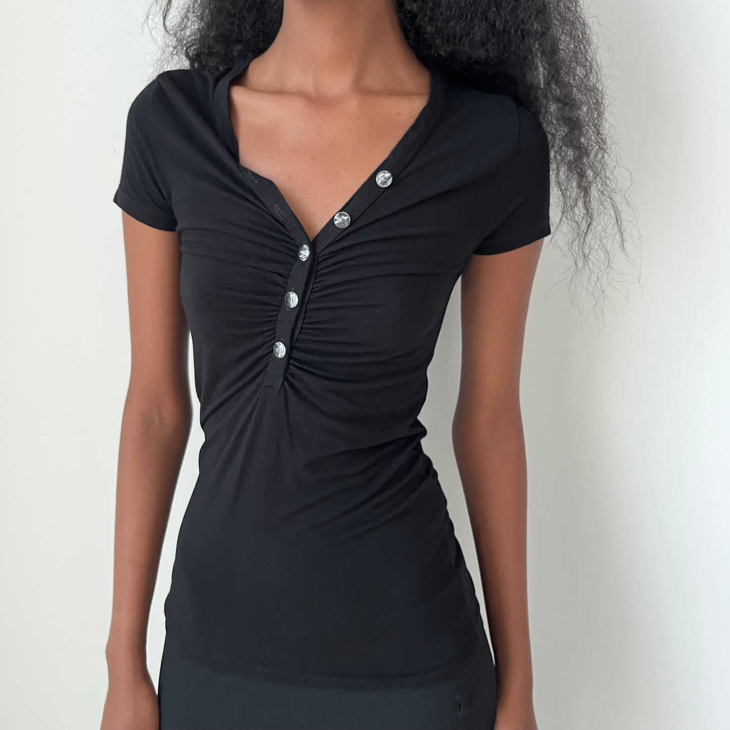 Short Sleeved Ruched Top - Size S