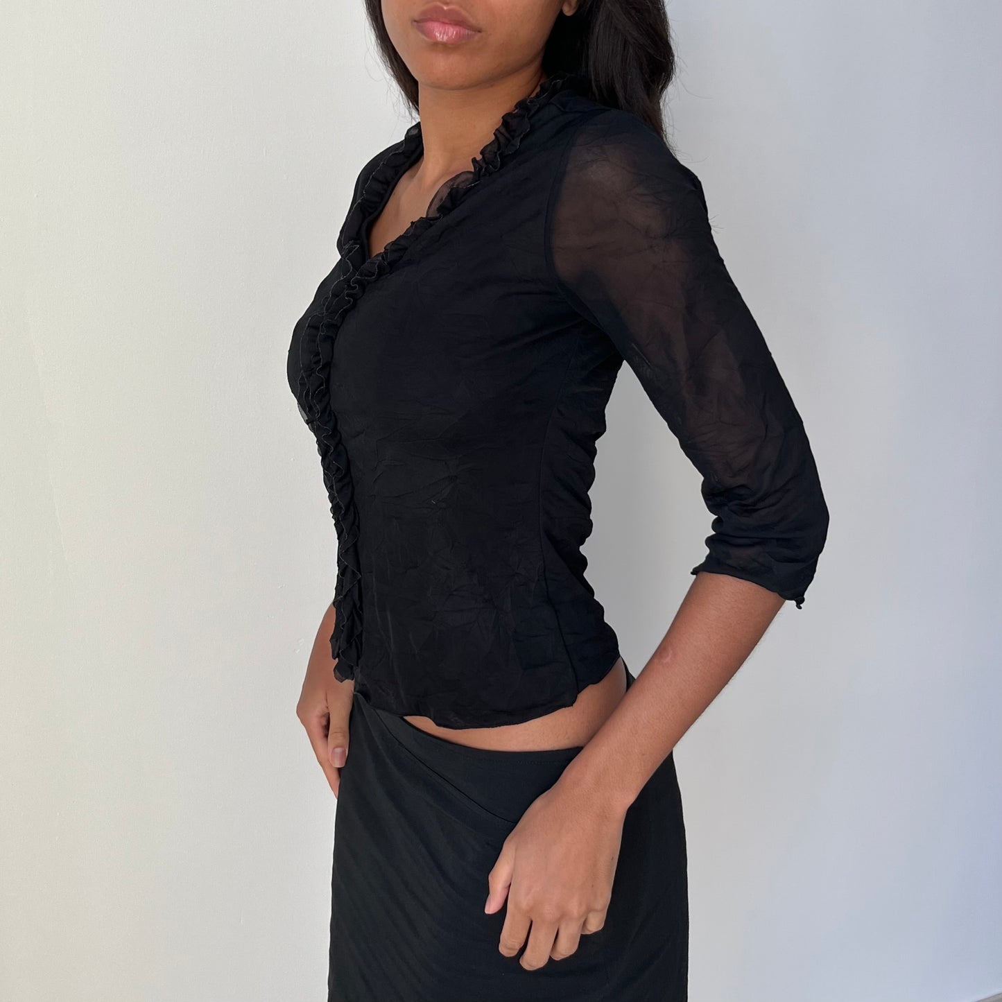 V Neck Mesh Top - Size S