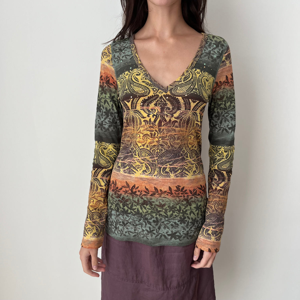 Graphic Long Sleeved Top - Size S/M