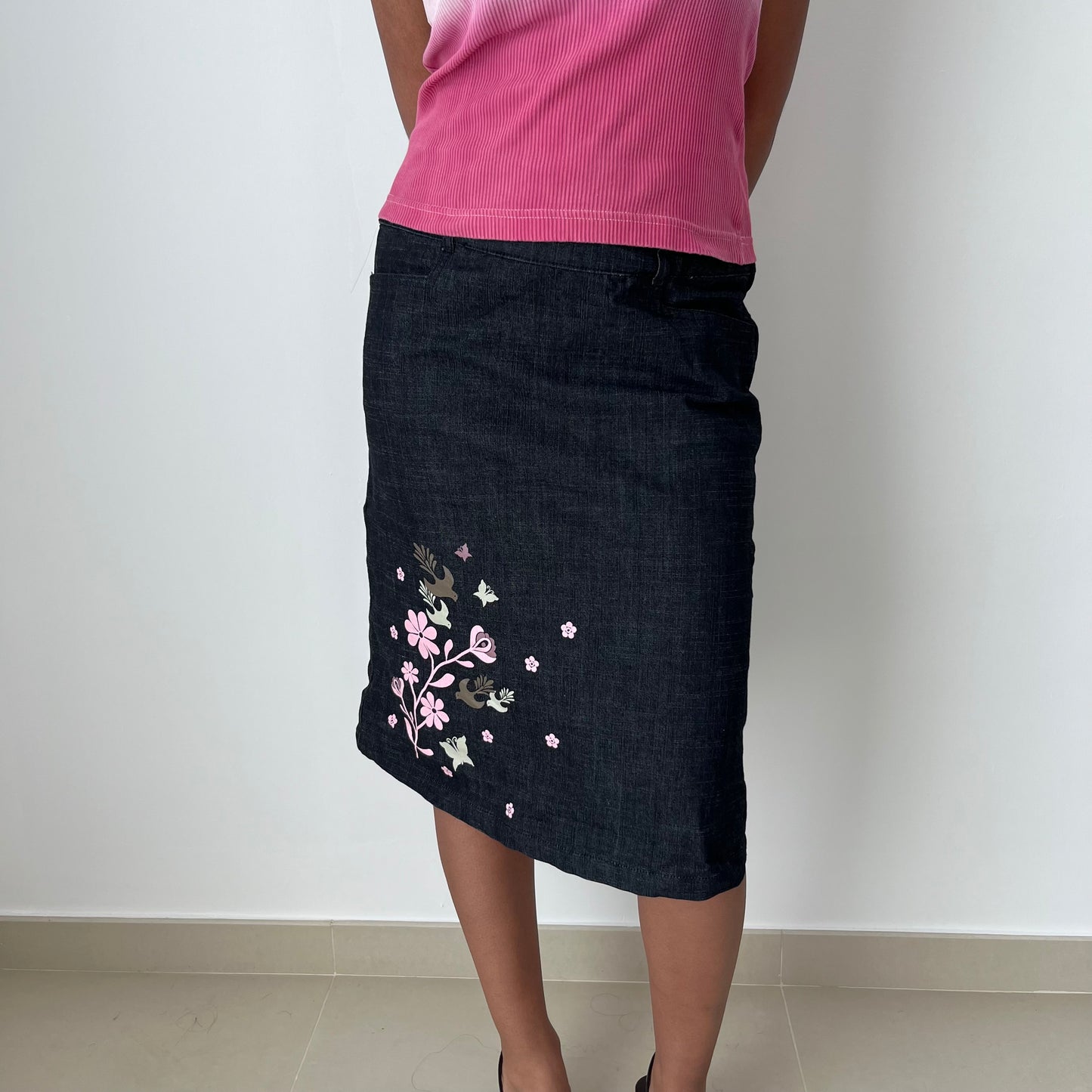 Midi Denim Skirt - Size S