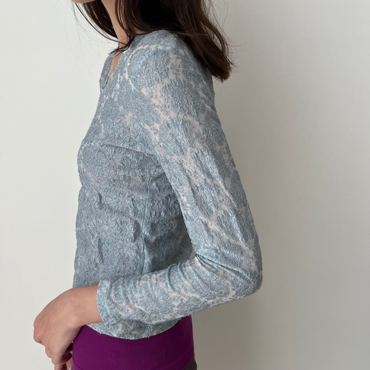 Lace Long Sleeved Top - Size S