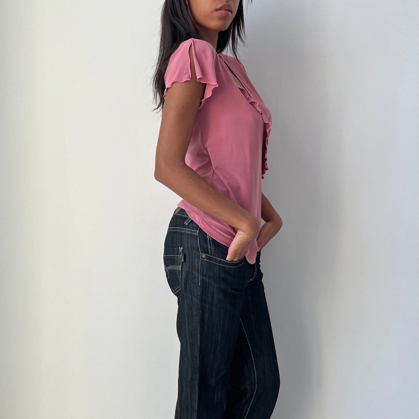 Cross Over Short Sleeved Top - Size S/M