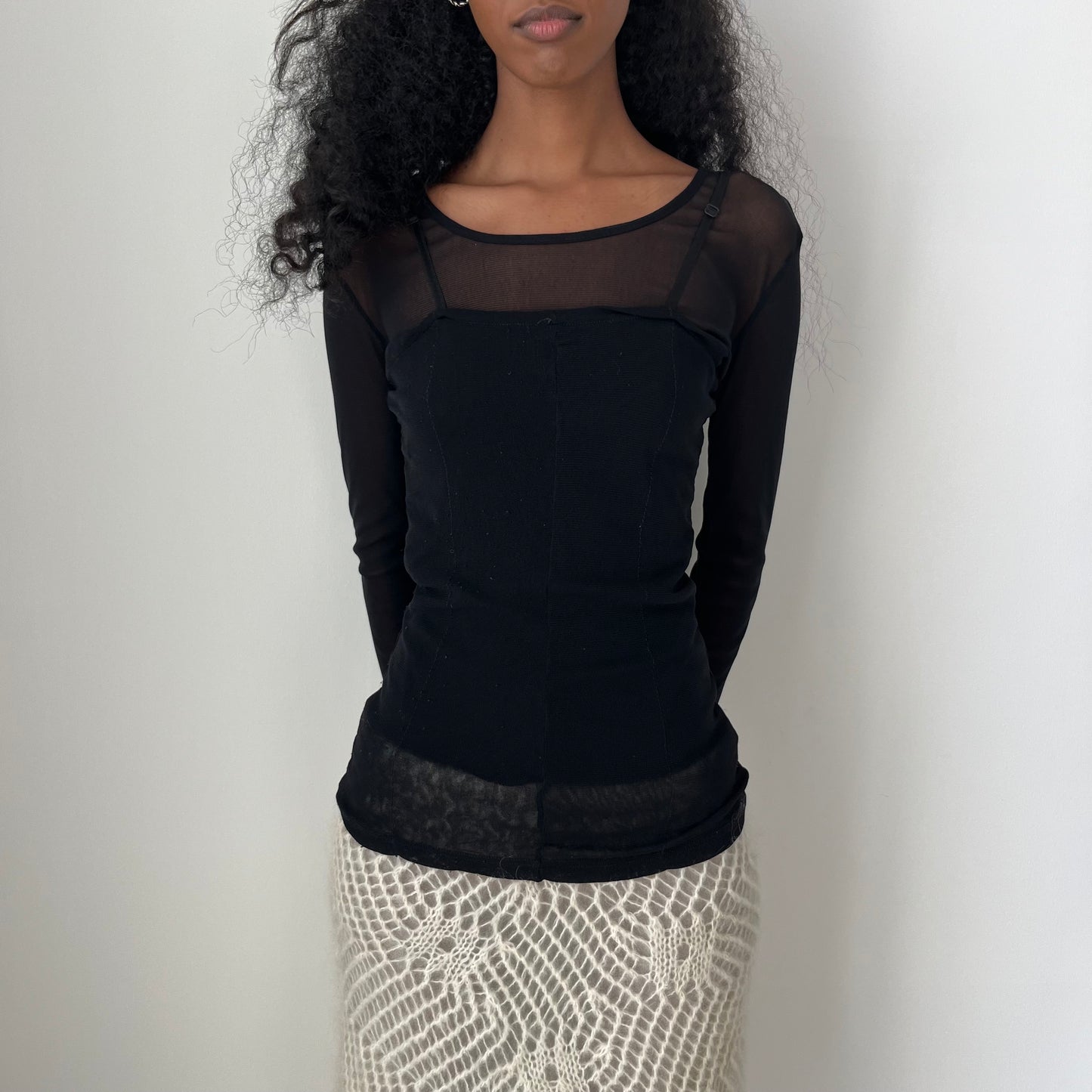 Long Sleeved Mesh Top - Size S