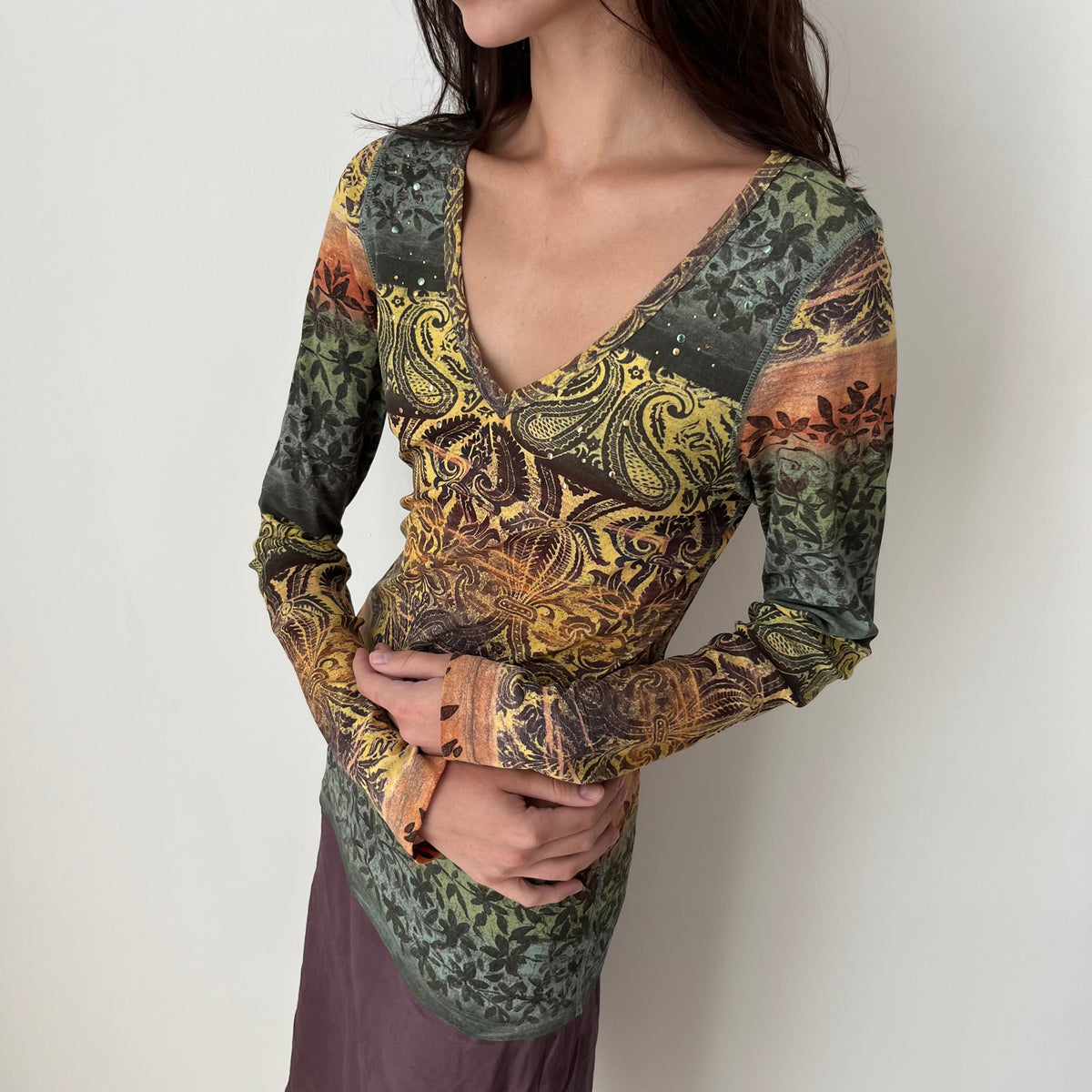 Graphic Long Sleeved Top - Size S/M