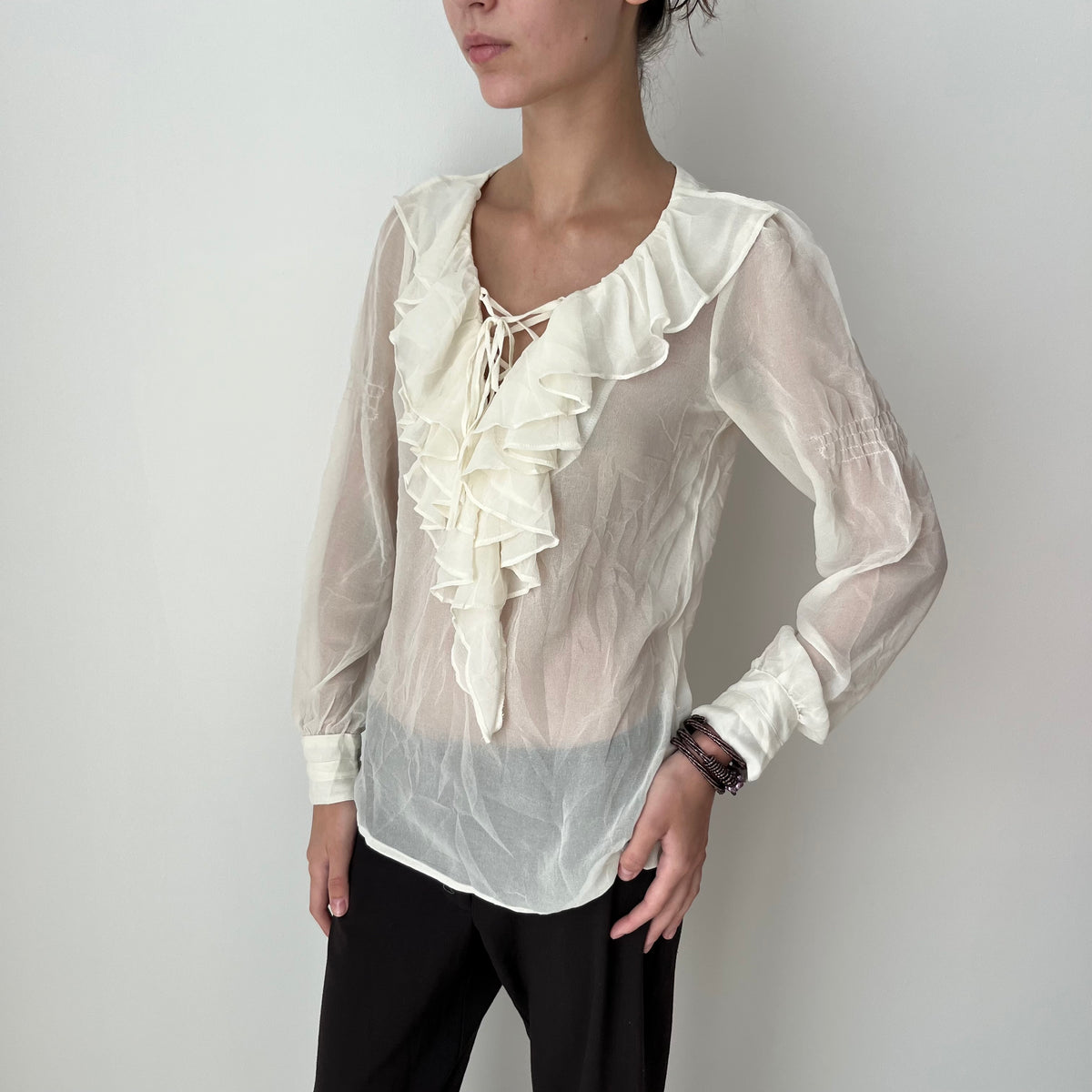 Long Sleeved Mesh Top - Size S