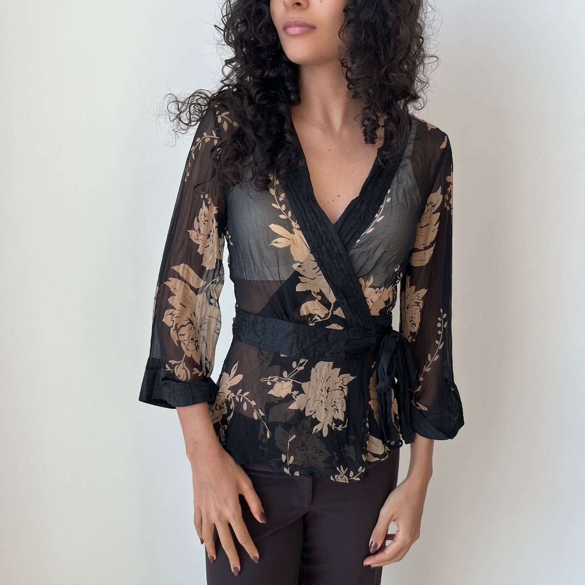 Silk Cross Over Top - Size M