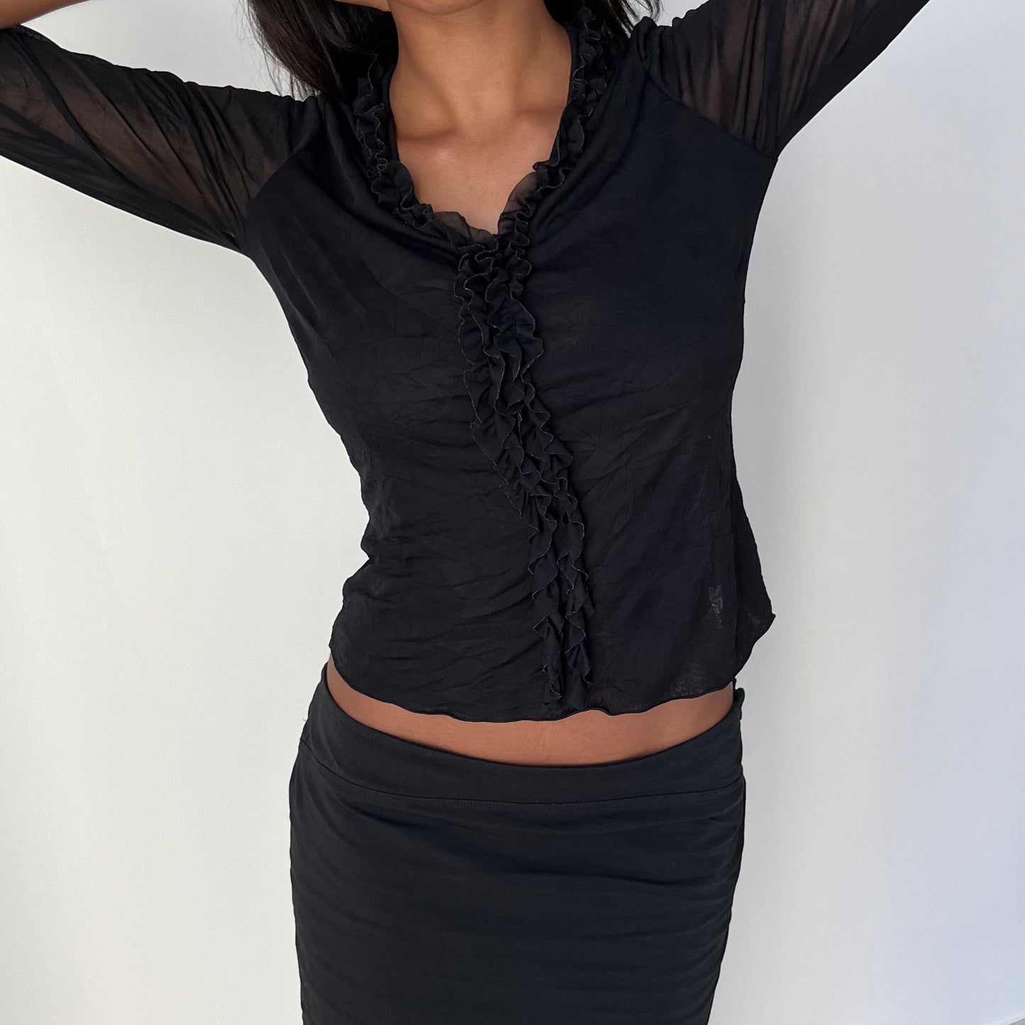V Neck Mesh Top - Size S