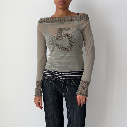 Long Sleeved Mesh Top - Size S
