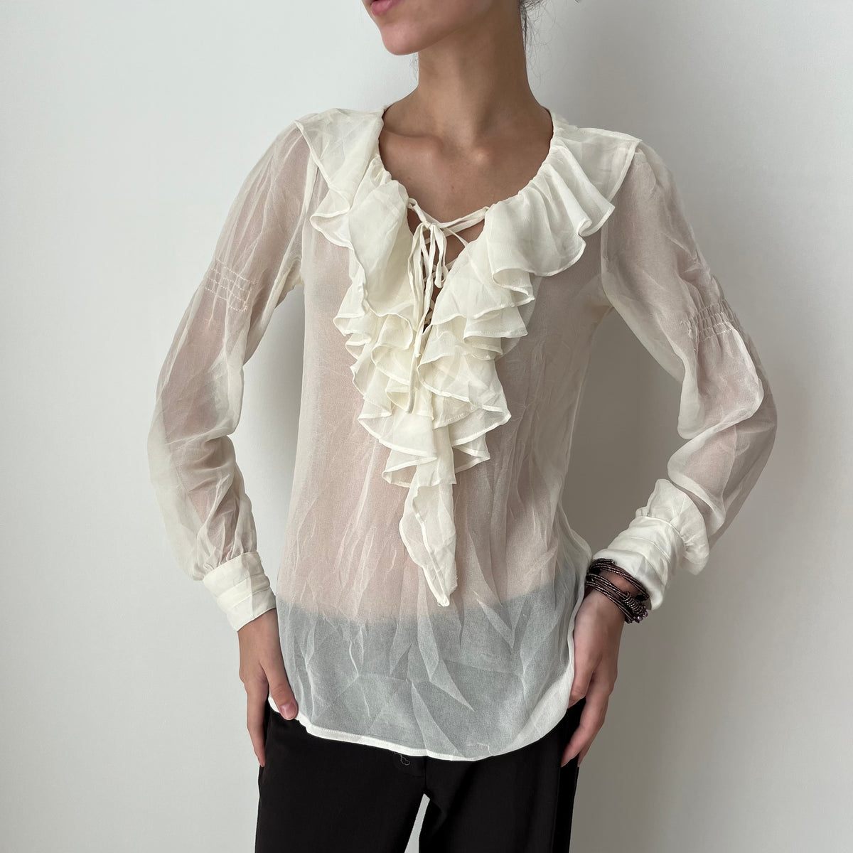 Long Sleeved Mesh Top - Size S