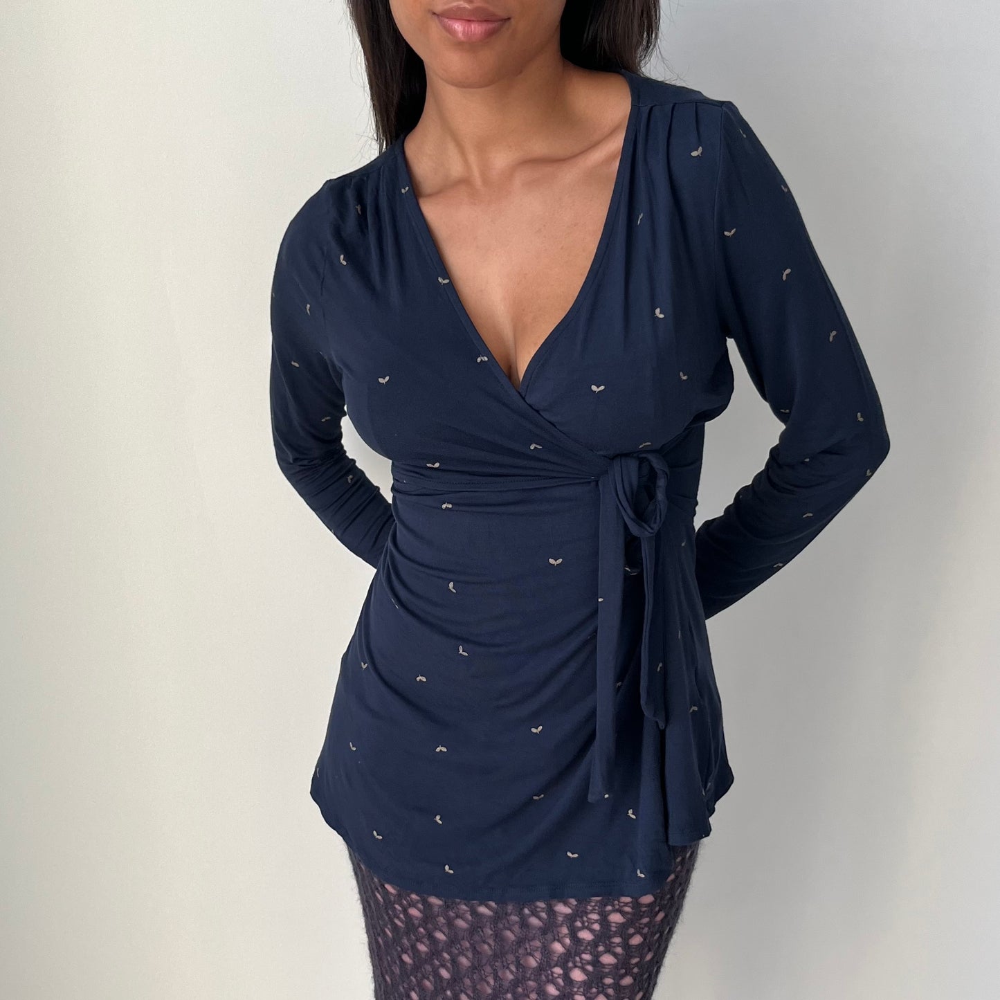 Cross Over Long Sleeve Top - Size M