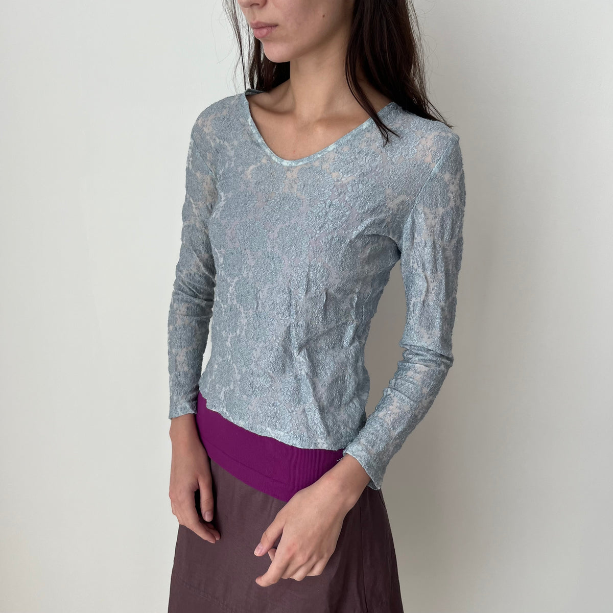Lace Long Sleeved Top - Size S
