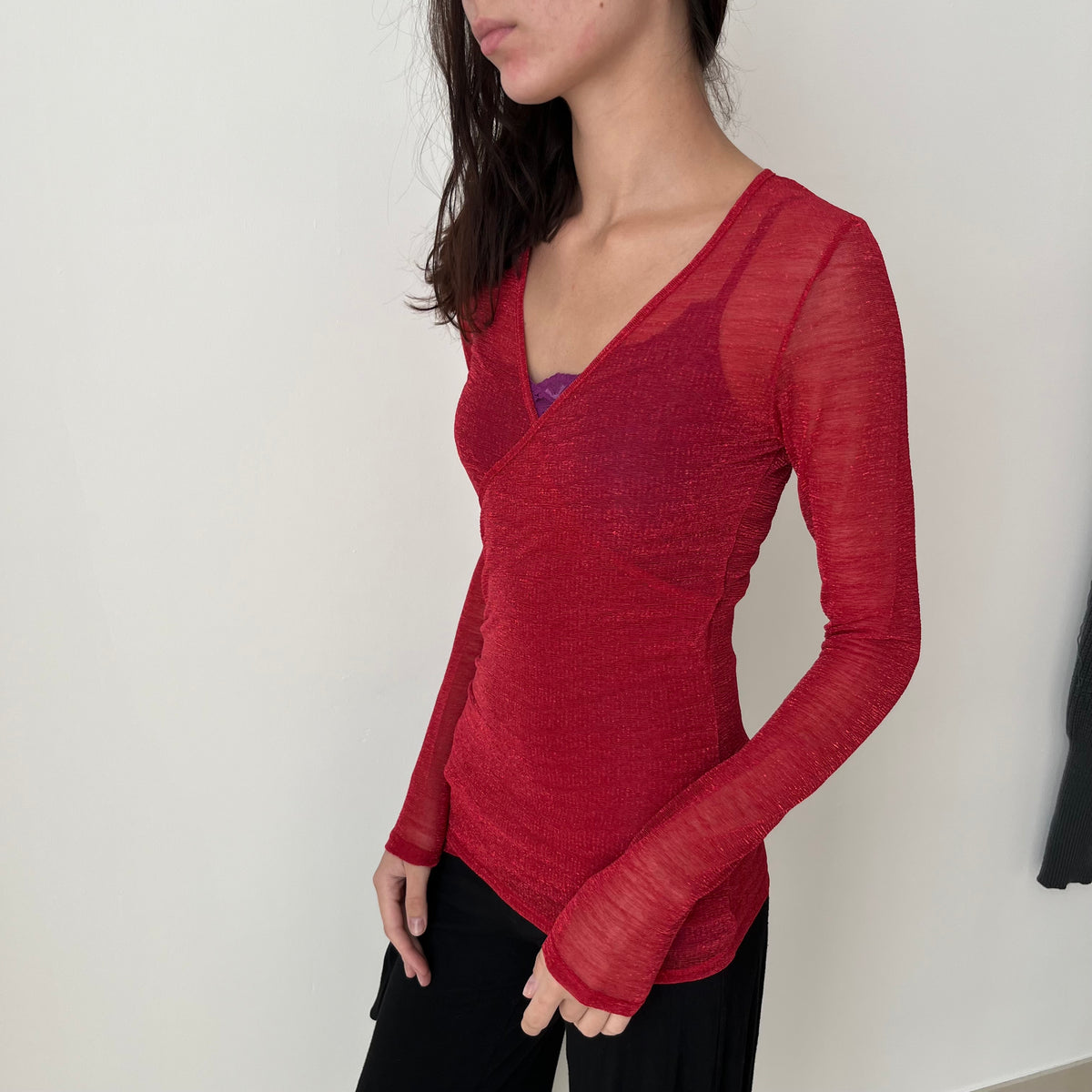 Sparkly Cross Over Top - Size S