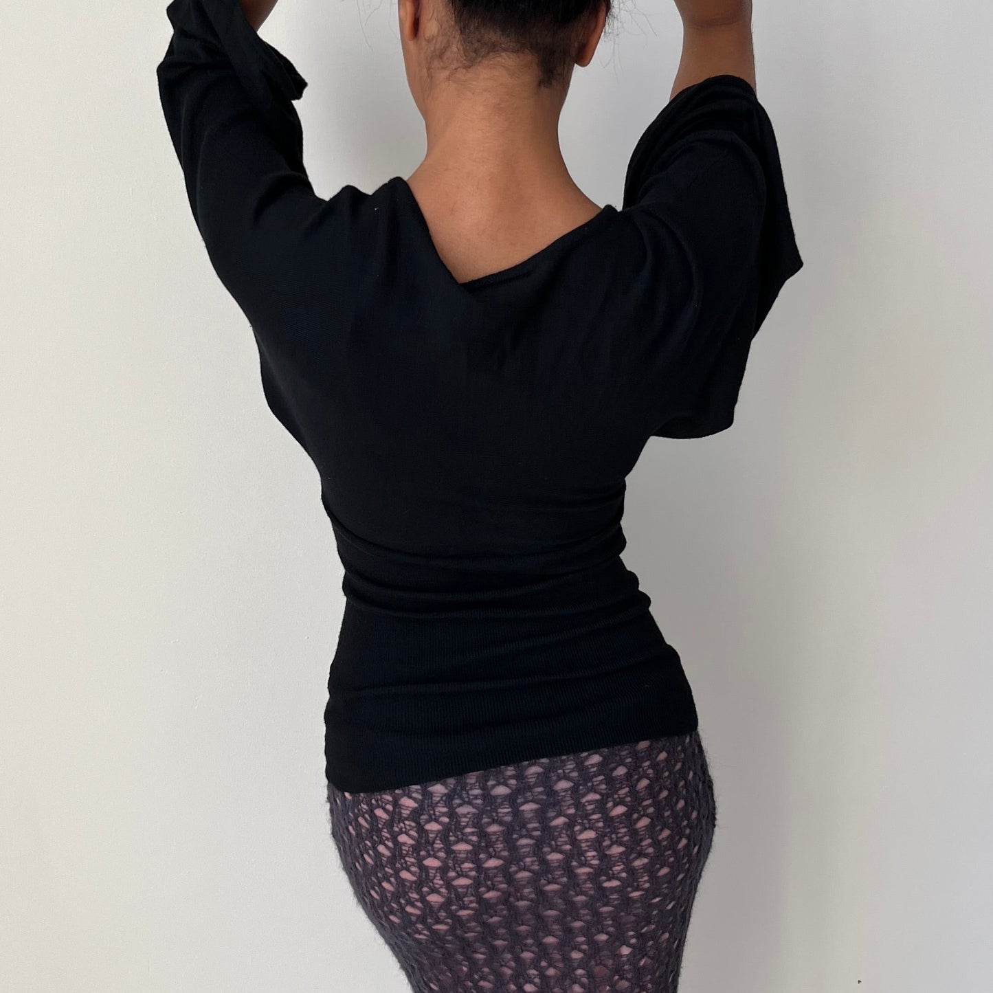 Micro Knit V Neck Top - Size M