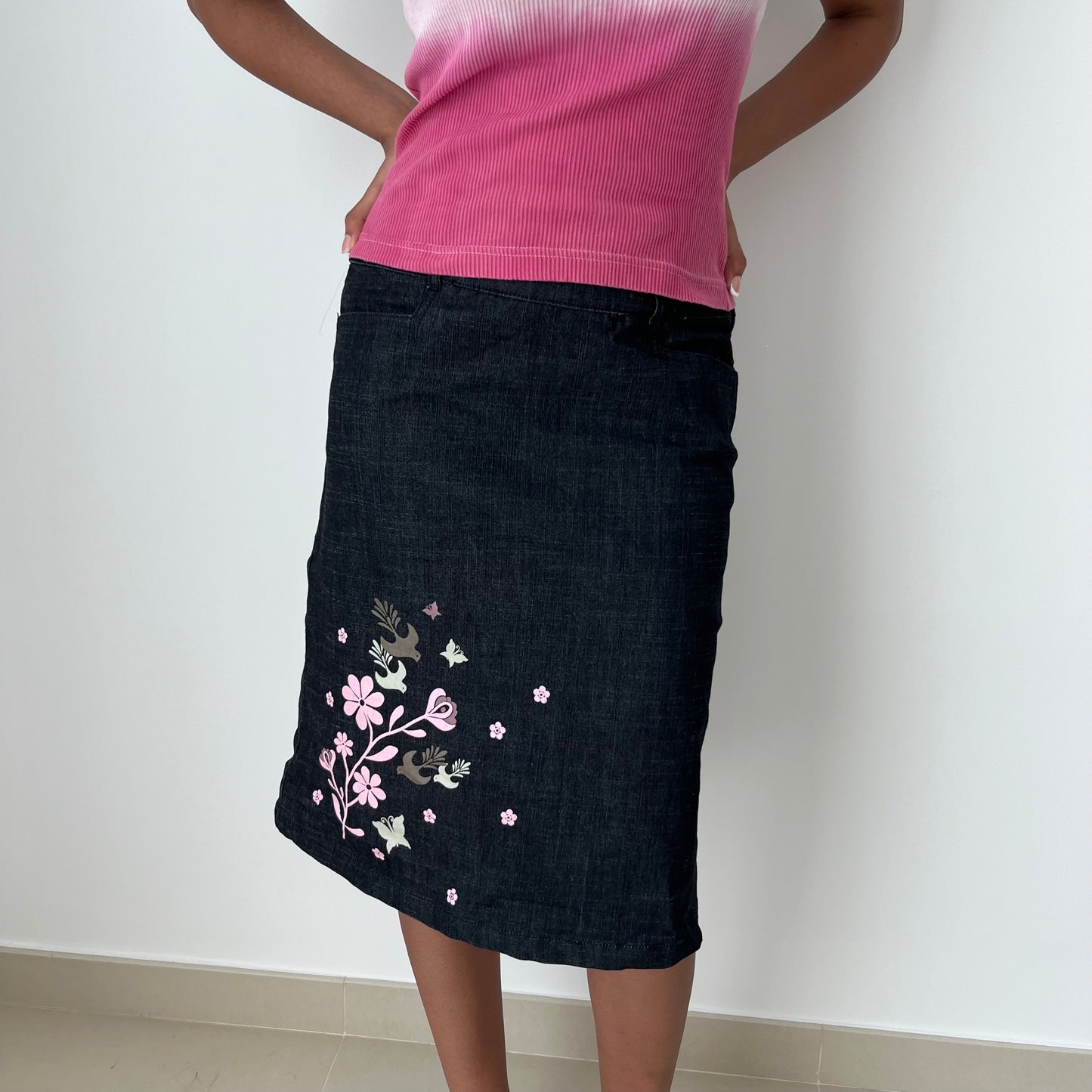 Midi Denim Skirt - Size S