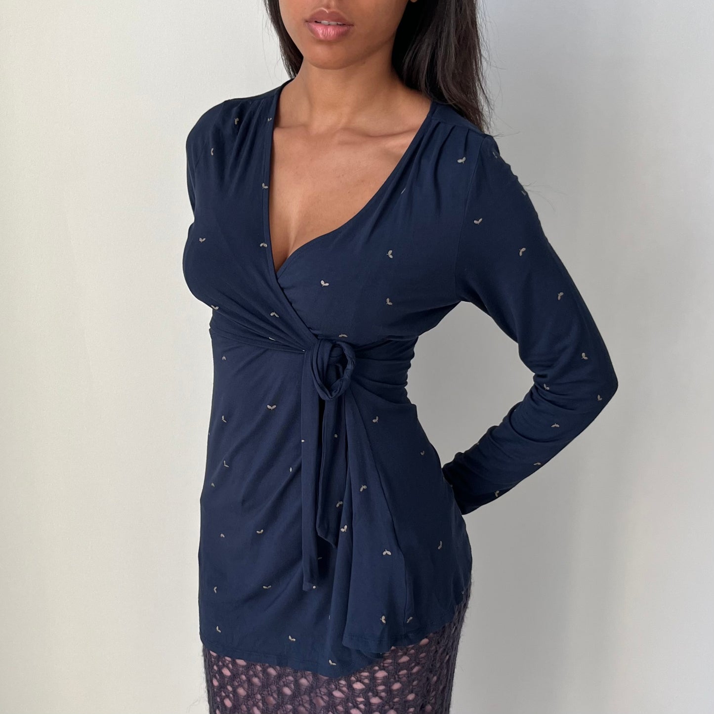 Cross Over Long Sleeve Top - Size M