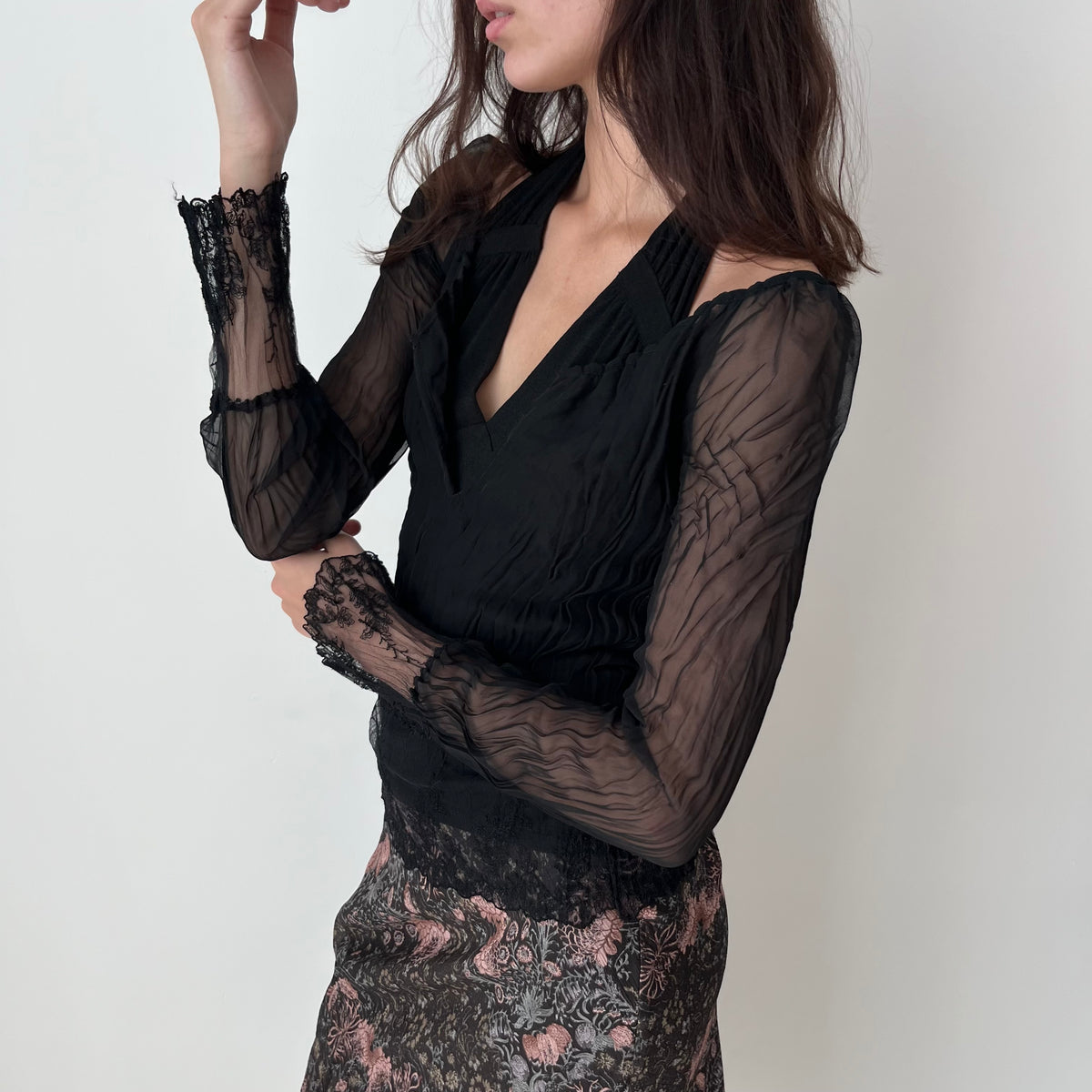 Mesh Long Sleeved Top - Size M