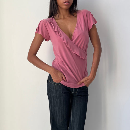 Cross Over Short Sleeved Top - Size S/M