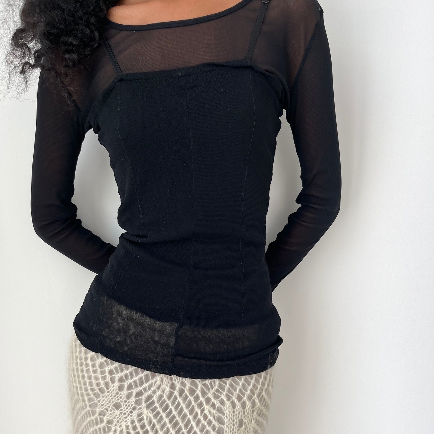 Long Sleeved Mesh Top - Size S