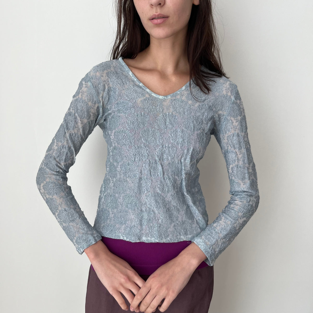 Lace Long Sleeved Top - Size S