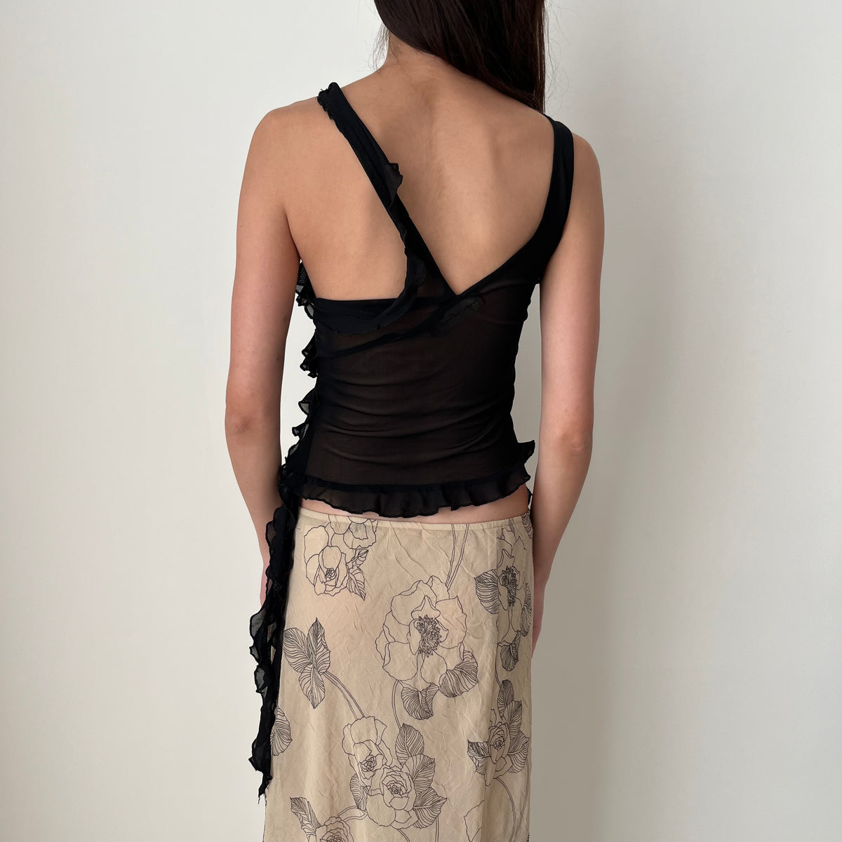 Ruffle Mesh Top - Size M