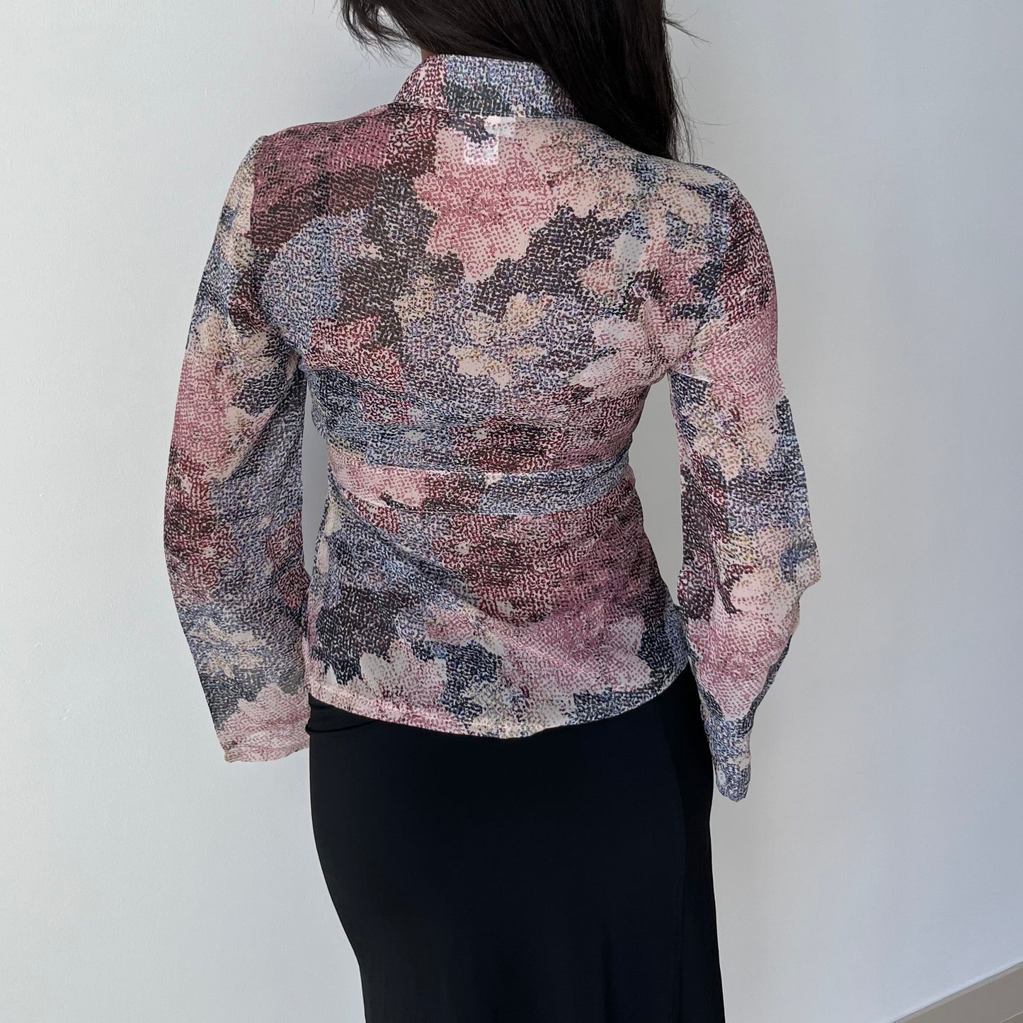 Mesh Cross Over Long Sleeved Top - Size S