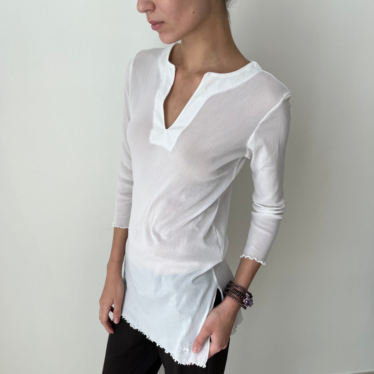 Three Quarter Sleeve Mesh Top - Size S