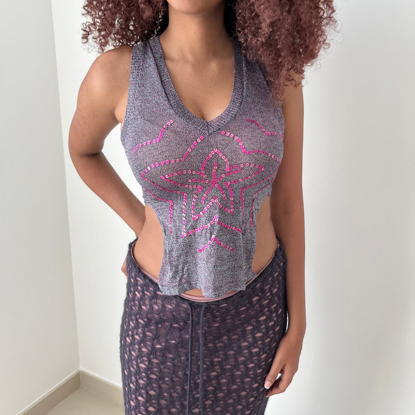 V Neck Sleeveless Top - Size S