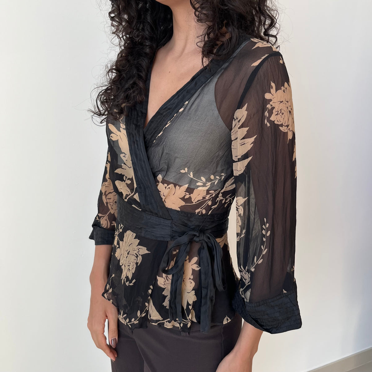Silk Cross Over Top - Size M