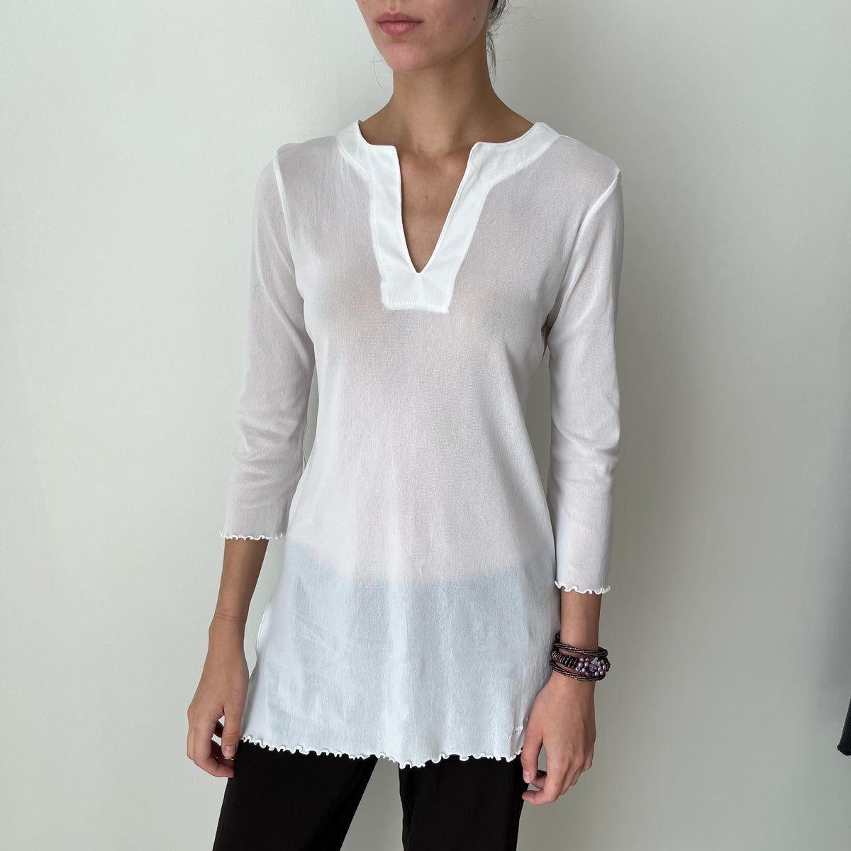Three Quarter Sleeve Mesh Top - Size S