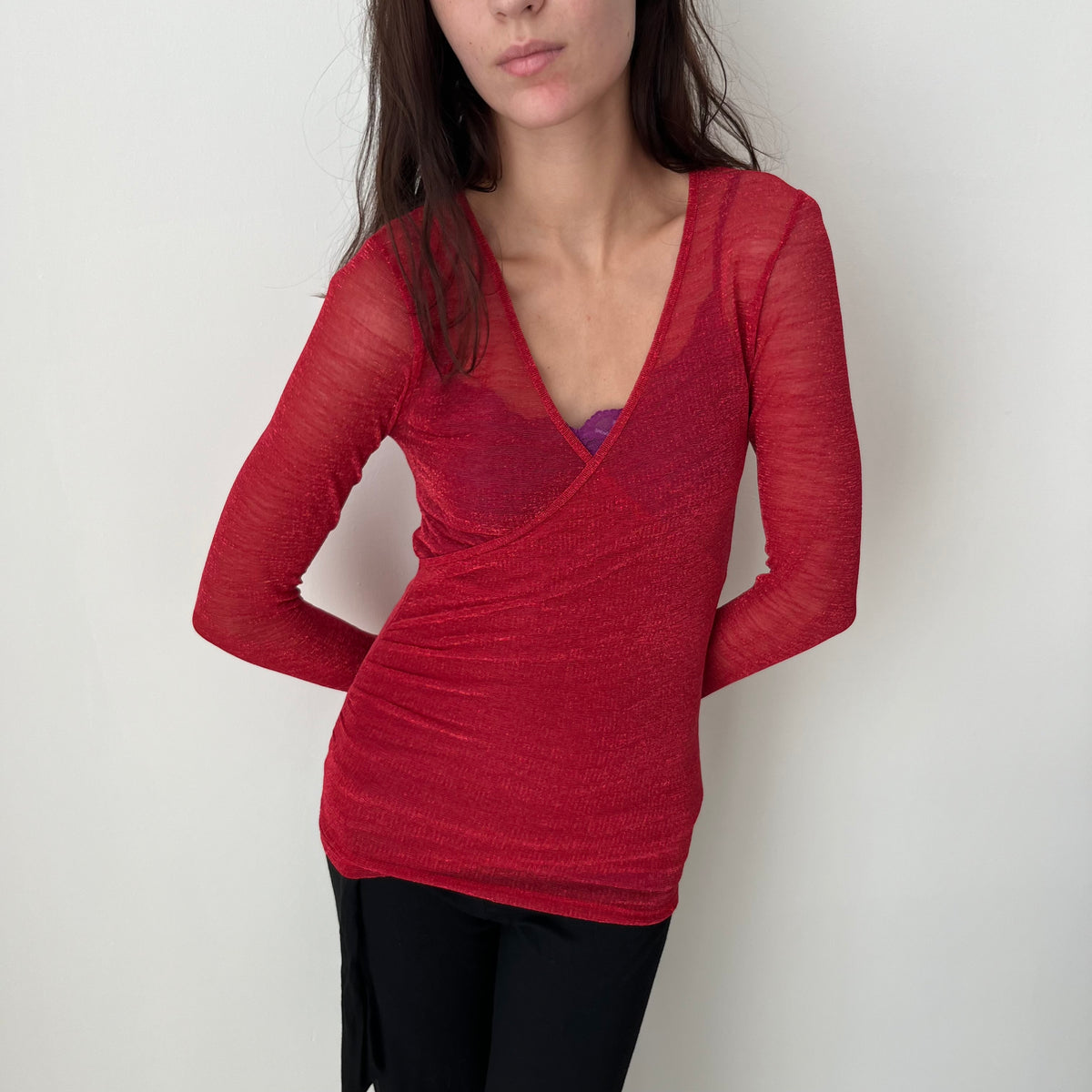 Sparkly Cross Over Top - Size S