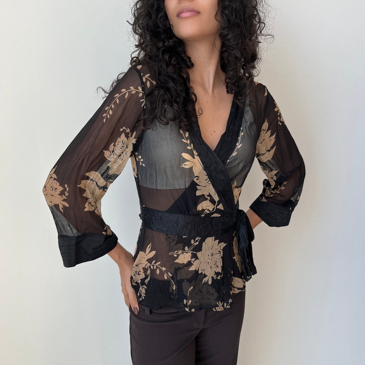 Silk Cross Over Top - Size M