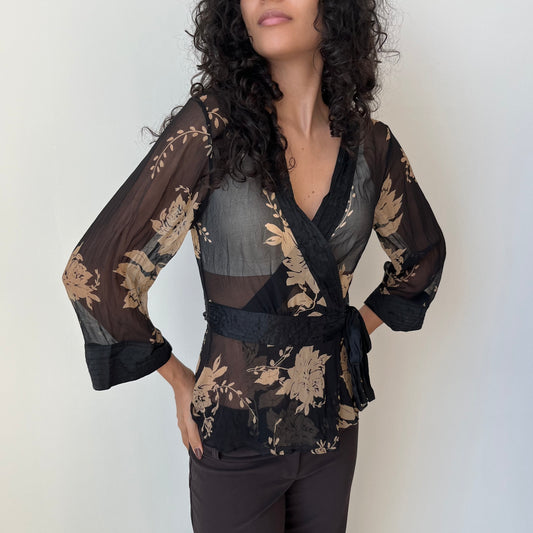 Silk Cross Over Top - Size M