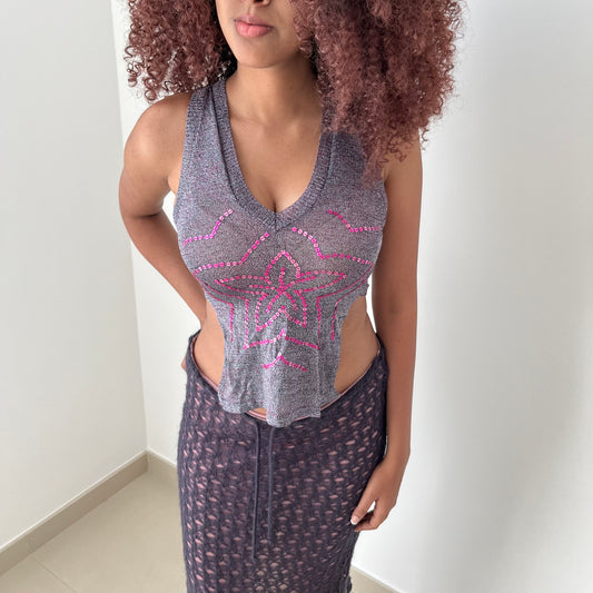 V Neck Sleeveless Top - Size S
