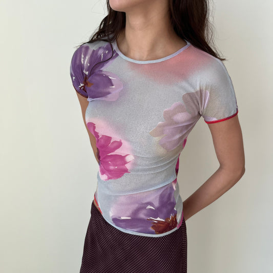 Mesh Short Sleeved Top - Size S