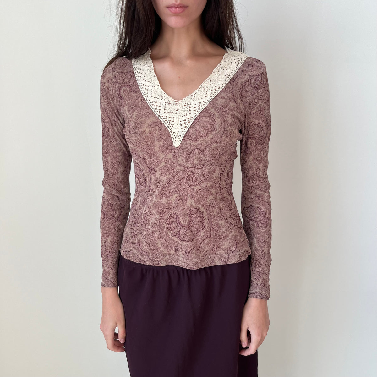 V Neck Long Sleeved Top - Size S