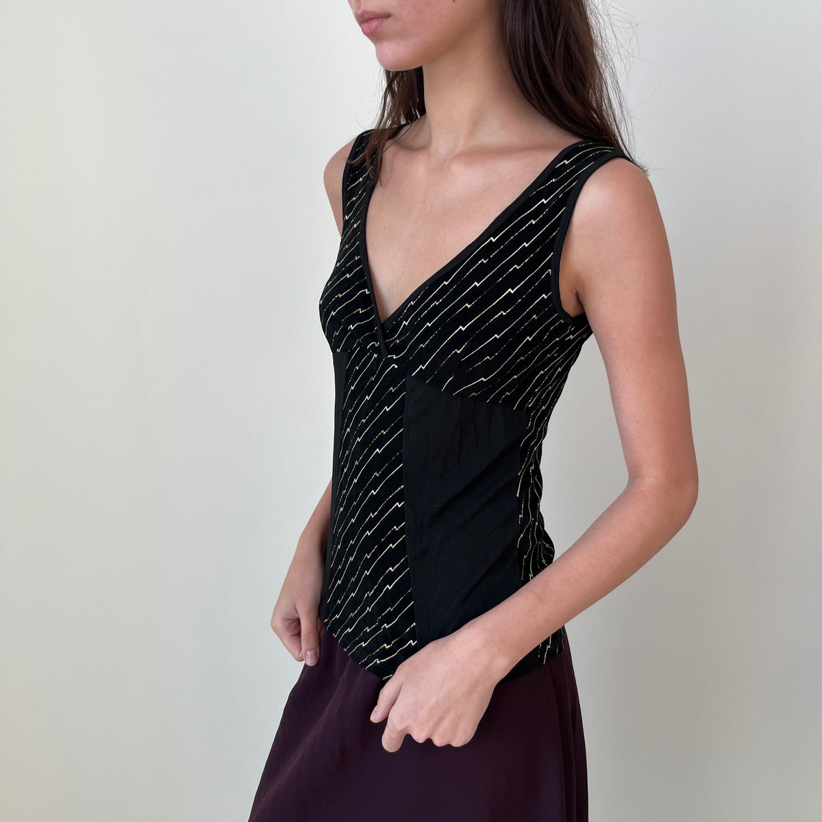 Slinky V Neck Top - Size S/M