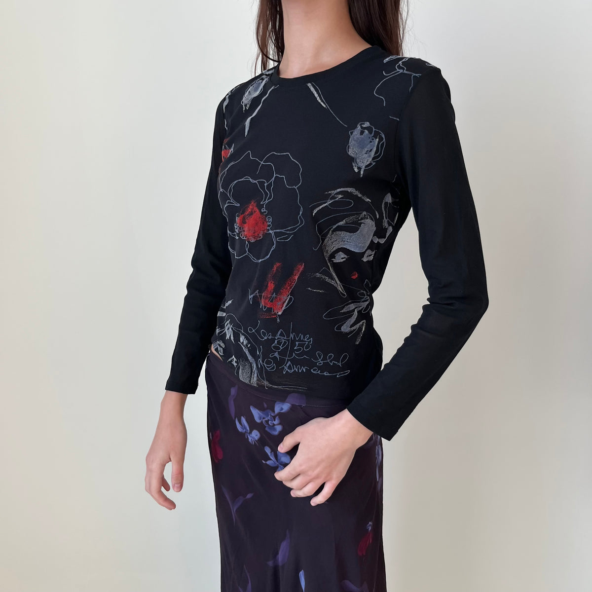 Long Sleeved Mesh Top - Size S/M