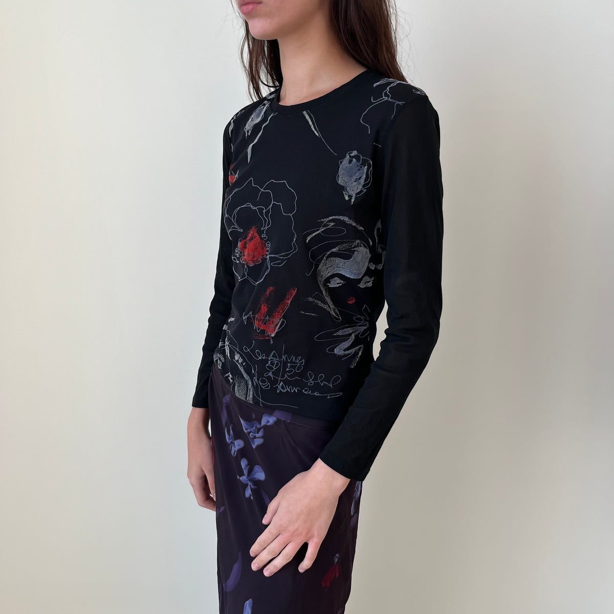 Long Sleeved Mesh Top - Size S/M