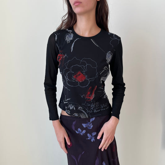 Long Sleeved Mesh Top - Size S/M
